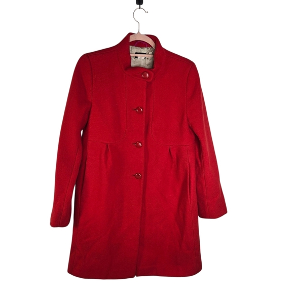 J. Crew Red Wool Blend Lady Day Style Princess Coat
